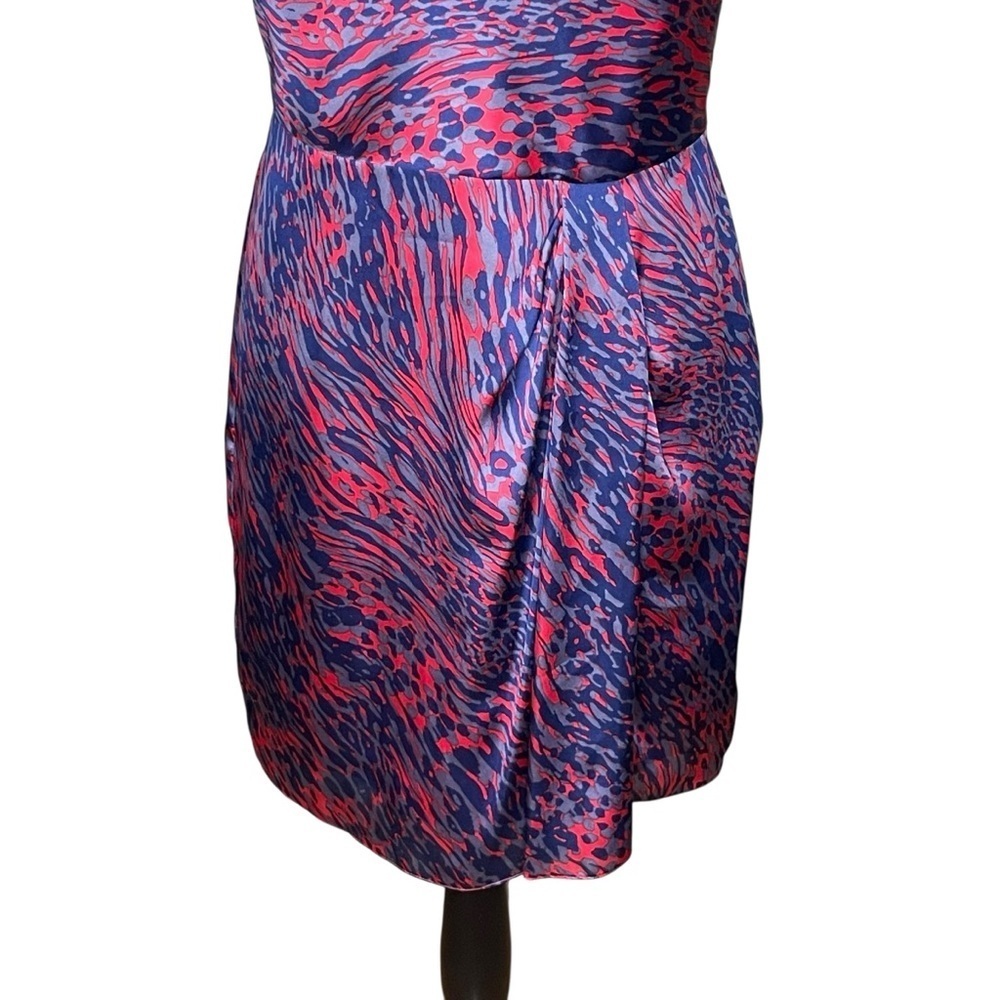 BCBGeneration Raspberry Red Multi One -Shoulder Cocktail Dress Sz 8 - Picture 8 of 16